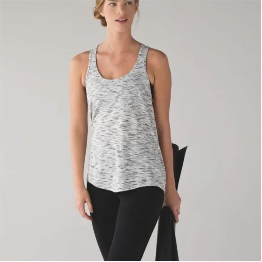 LULULEMON Salute The Sun Singlet II Tiger Space Dye Black White Size 4